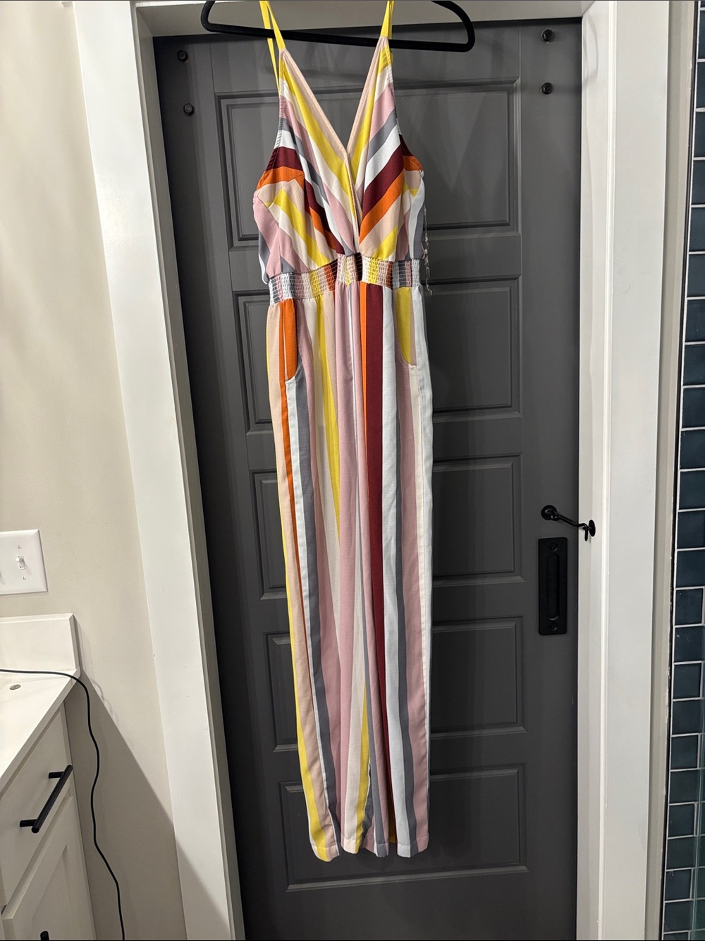 Xhilaration Striped Multi-Color Sleeveless Jumpsuit